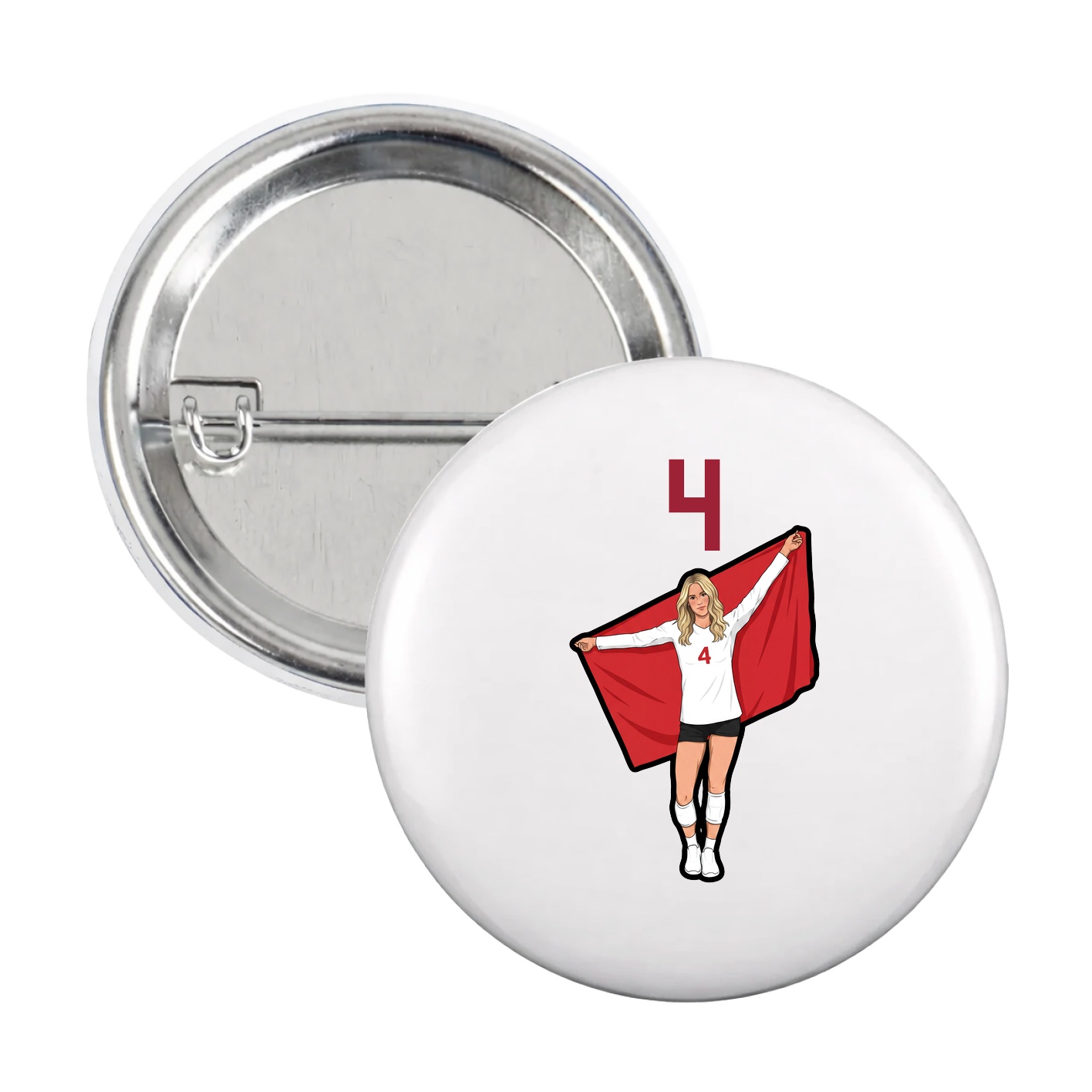 Game Day Button — Number Top in White