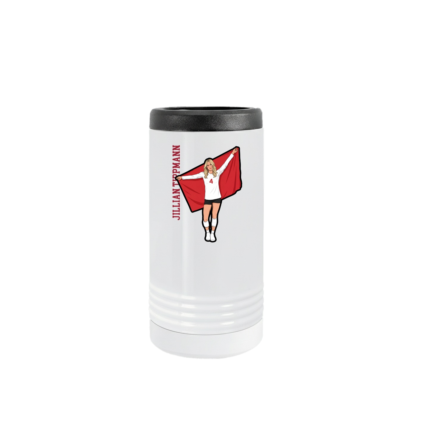 Slim Beverage Holder — Name Vertical in White