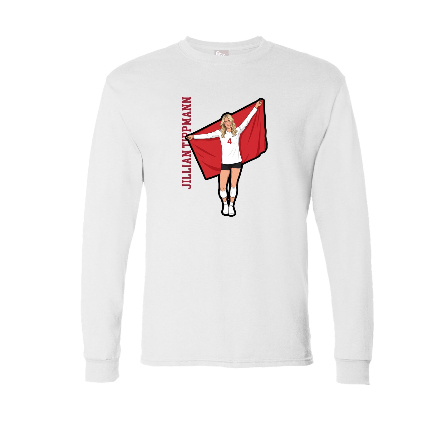 Long Sleeve Tee — Name Vertical in White