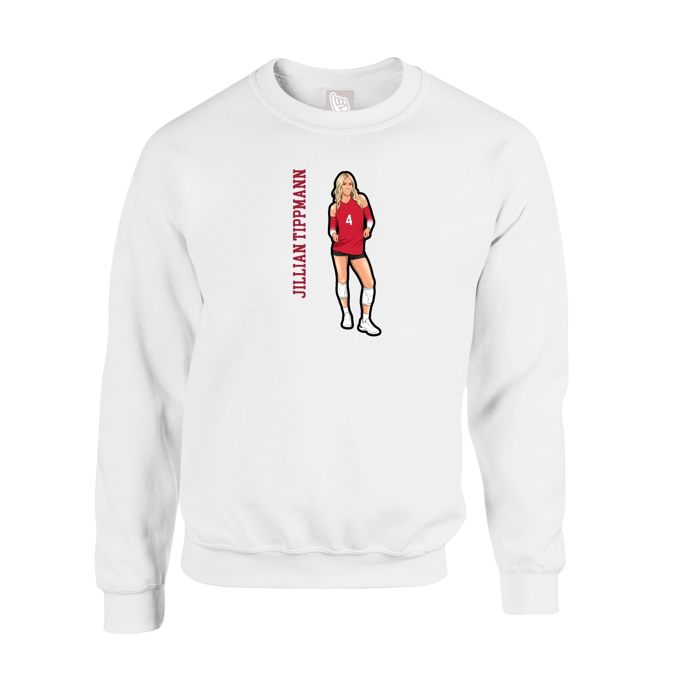 Fleece Crew — Name Vertical in White