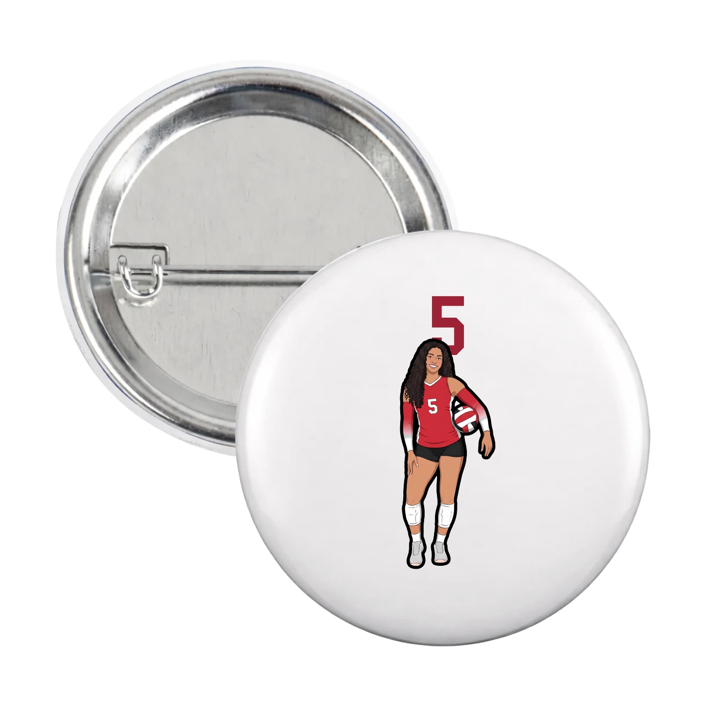 Game Day Button — Number Top in White