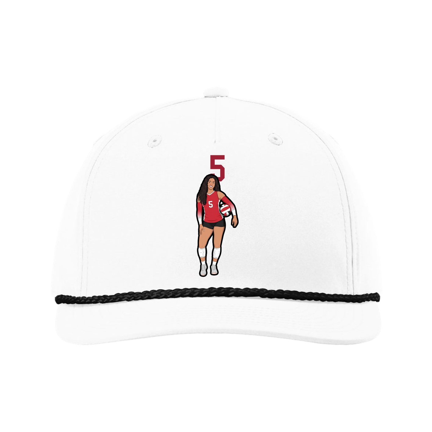 Five-Panel Classic Rope Cap — Number Top in White