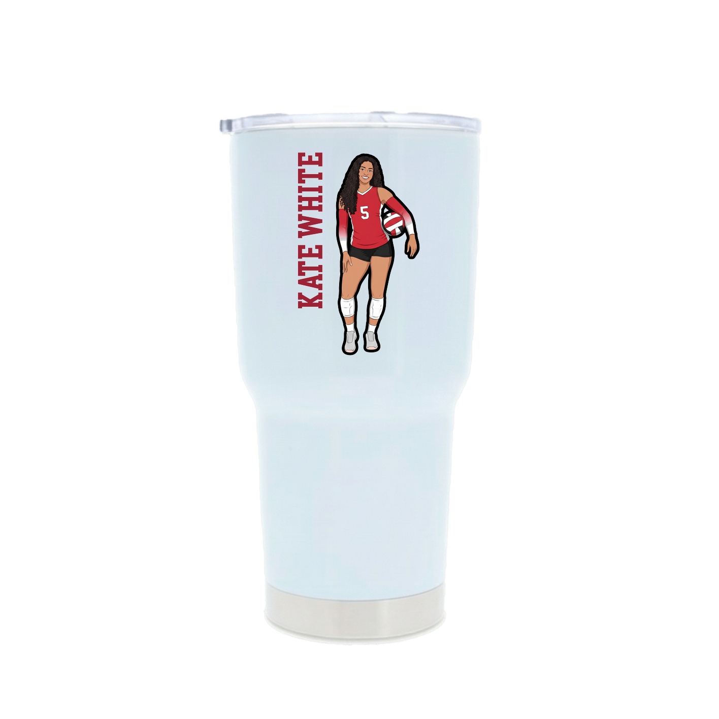 30oz Stainless Steel Tumbler — Name Vertical in White