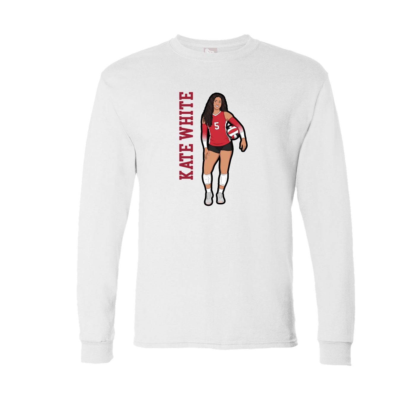 Long Sleeve Tee — Name Vertical in White