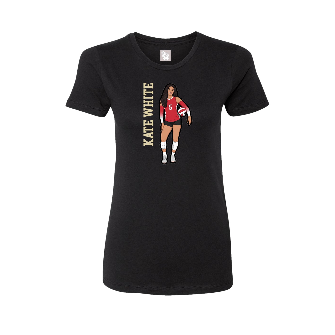 Fitted Women's Tee — Name Vertical in Black
