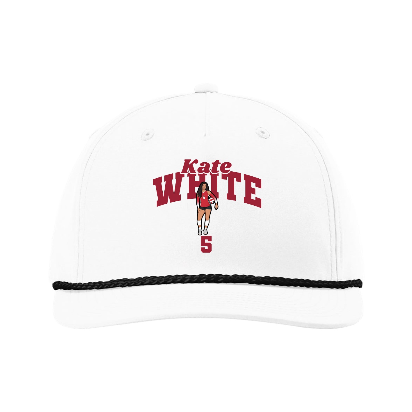 Five-Panel Classic Rope Cap — Signature Arch in White