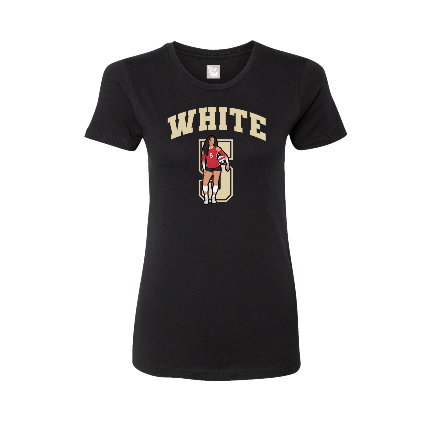 Fitted Women's Tee — Number in Black