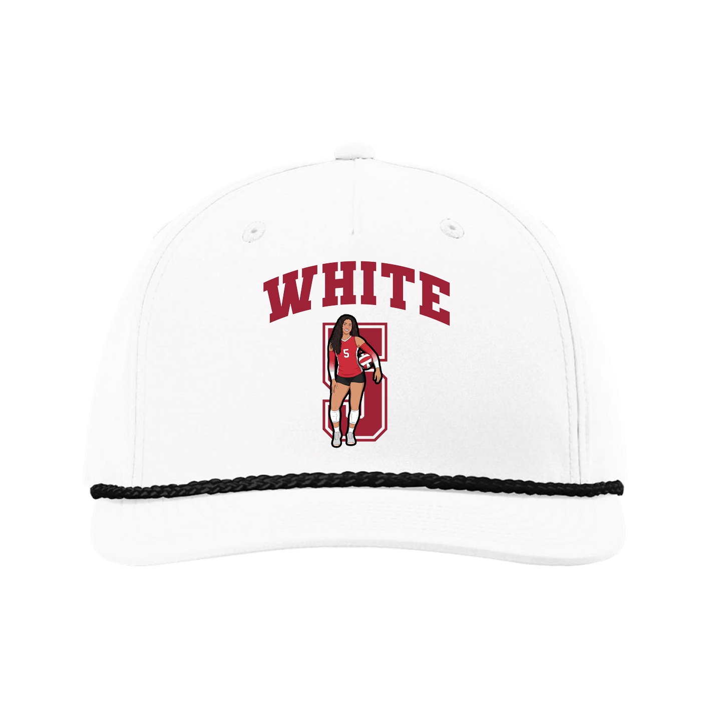 Five-Panel Classic Rope Cap — Number in White