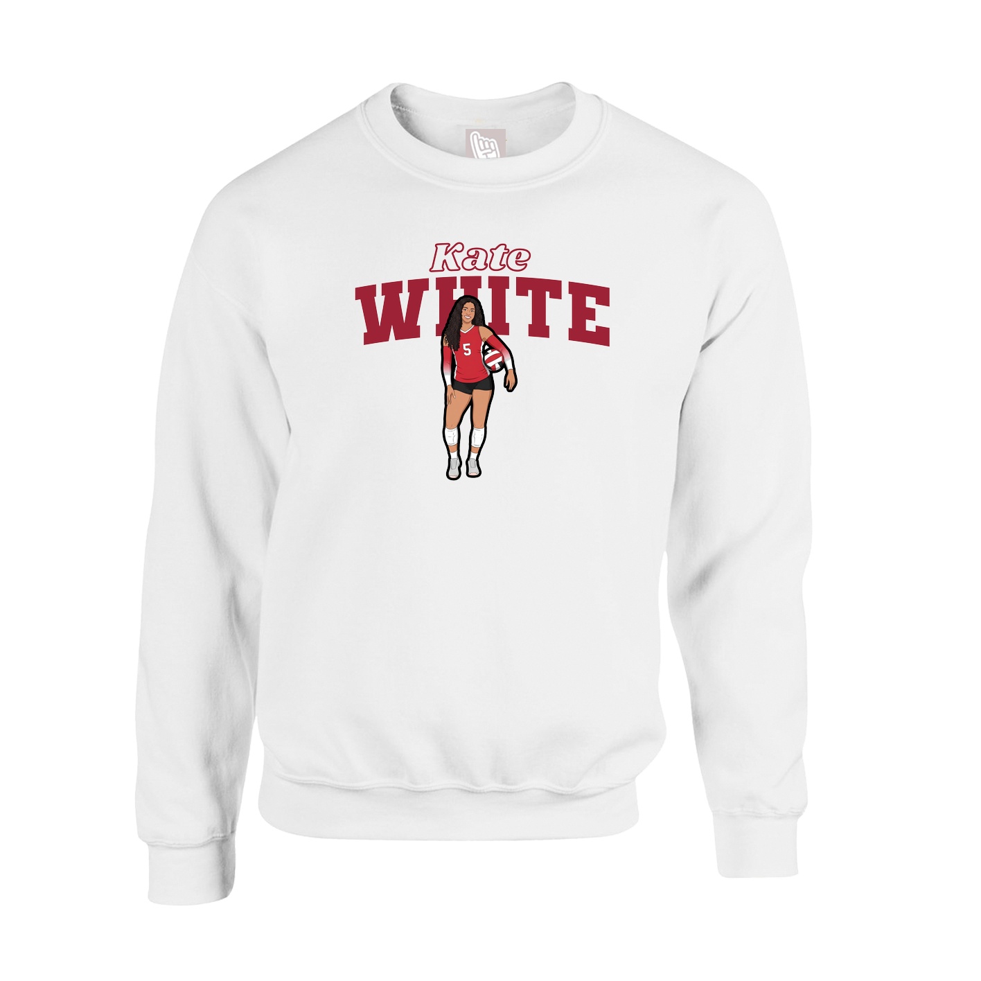 Fleece Crew — Name Arch in White