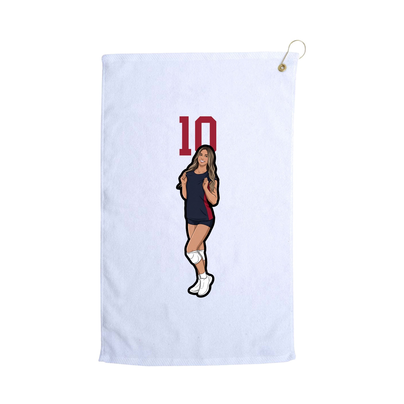 Golf Towel — Number Top in White