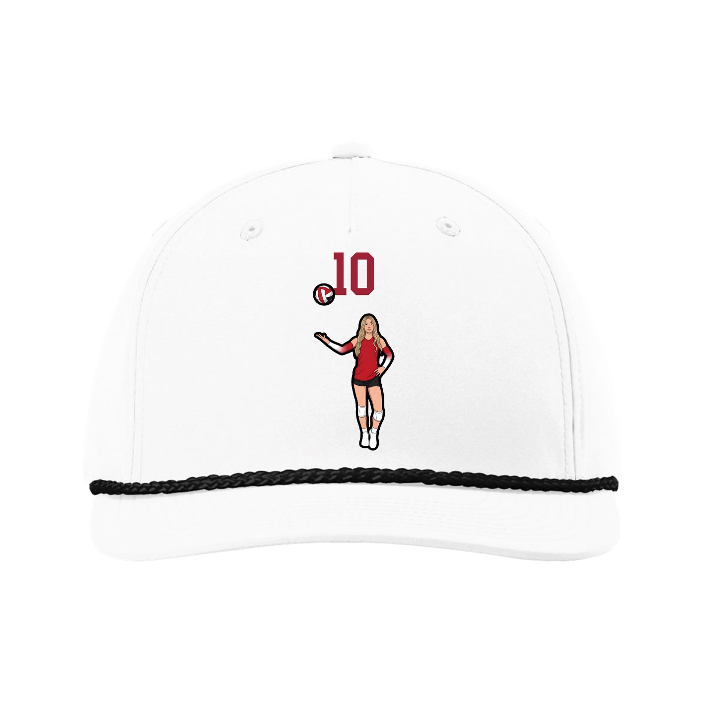 Five-Panel Classic Rope Cap — Number Top in White