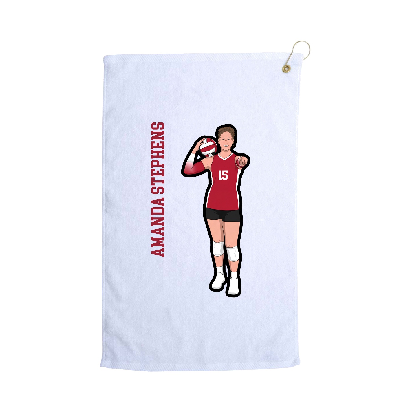 Golf Towel — Name Vertical in White