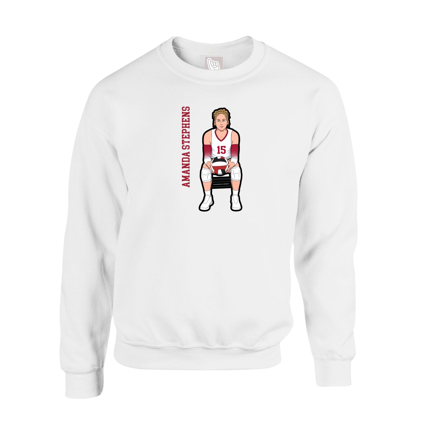 Fleece Crew — Name Vertical in White
