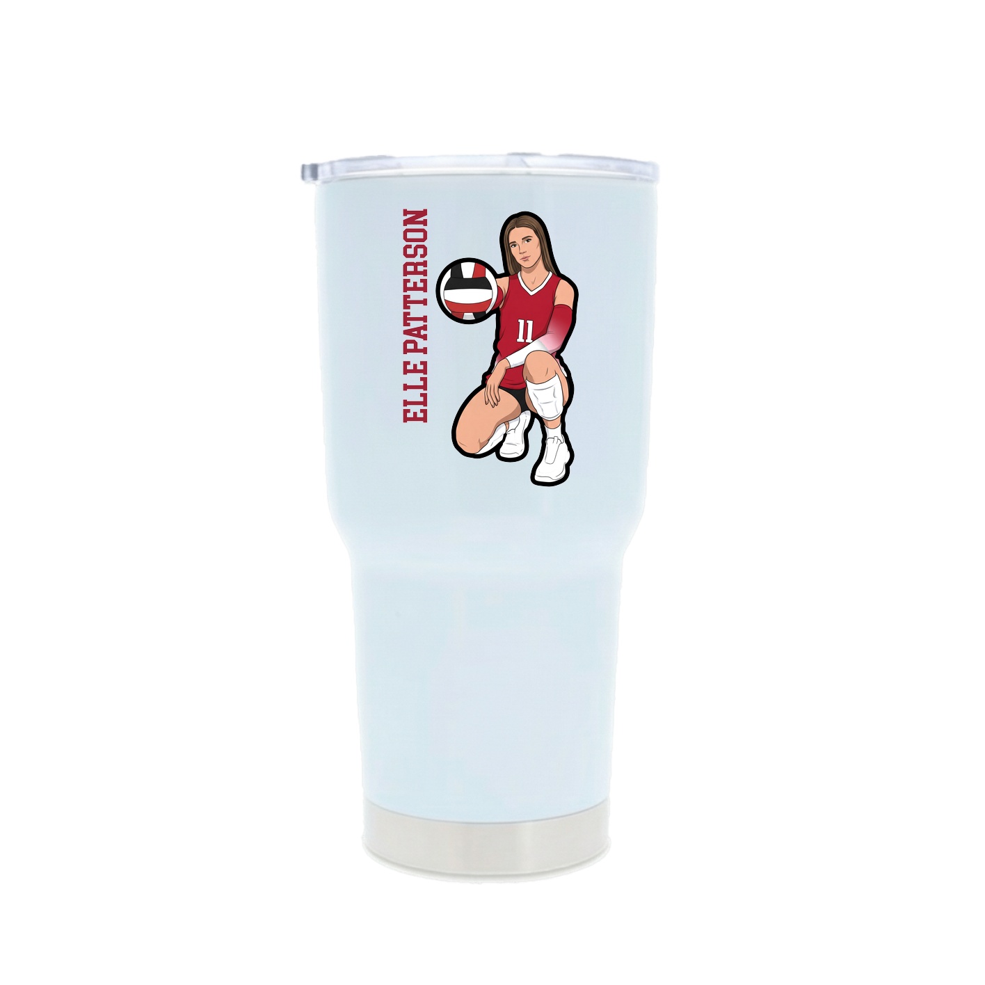 30oz Stainless Steel Tumbler — Name Vertical in White