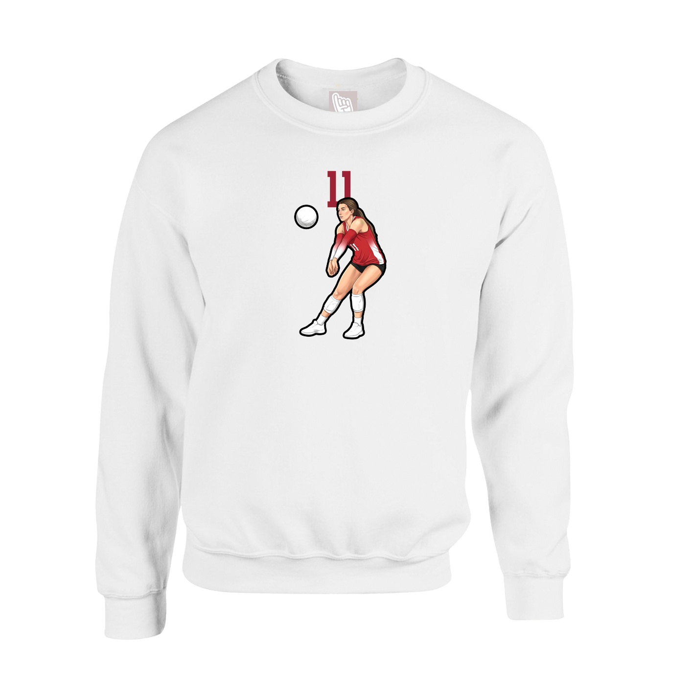 Fleece Crew — Number Top in White