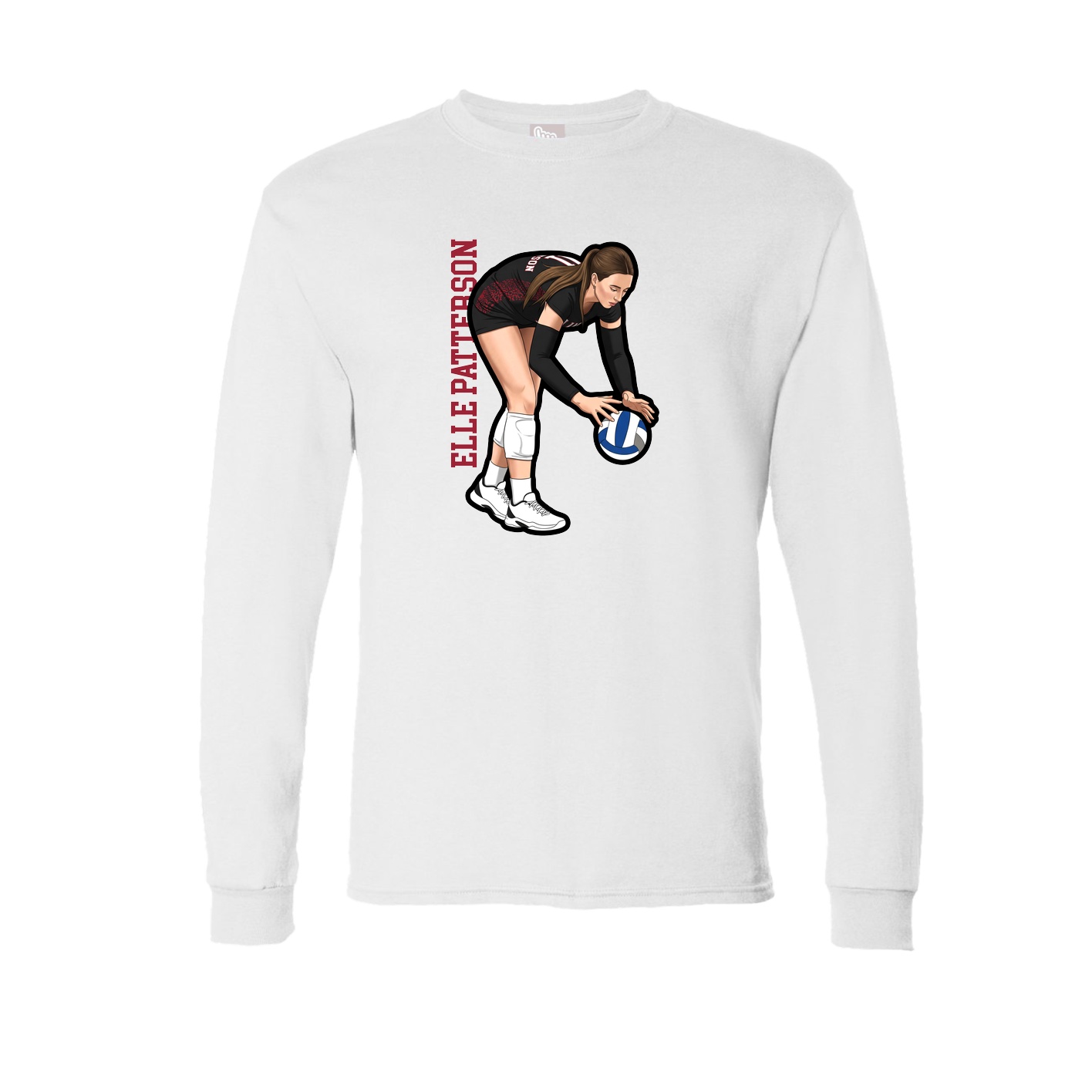 Long Sleeve Tee — Name Vertical in White