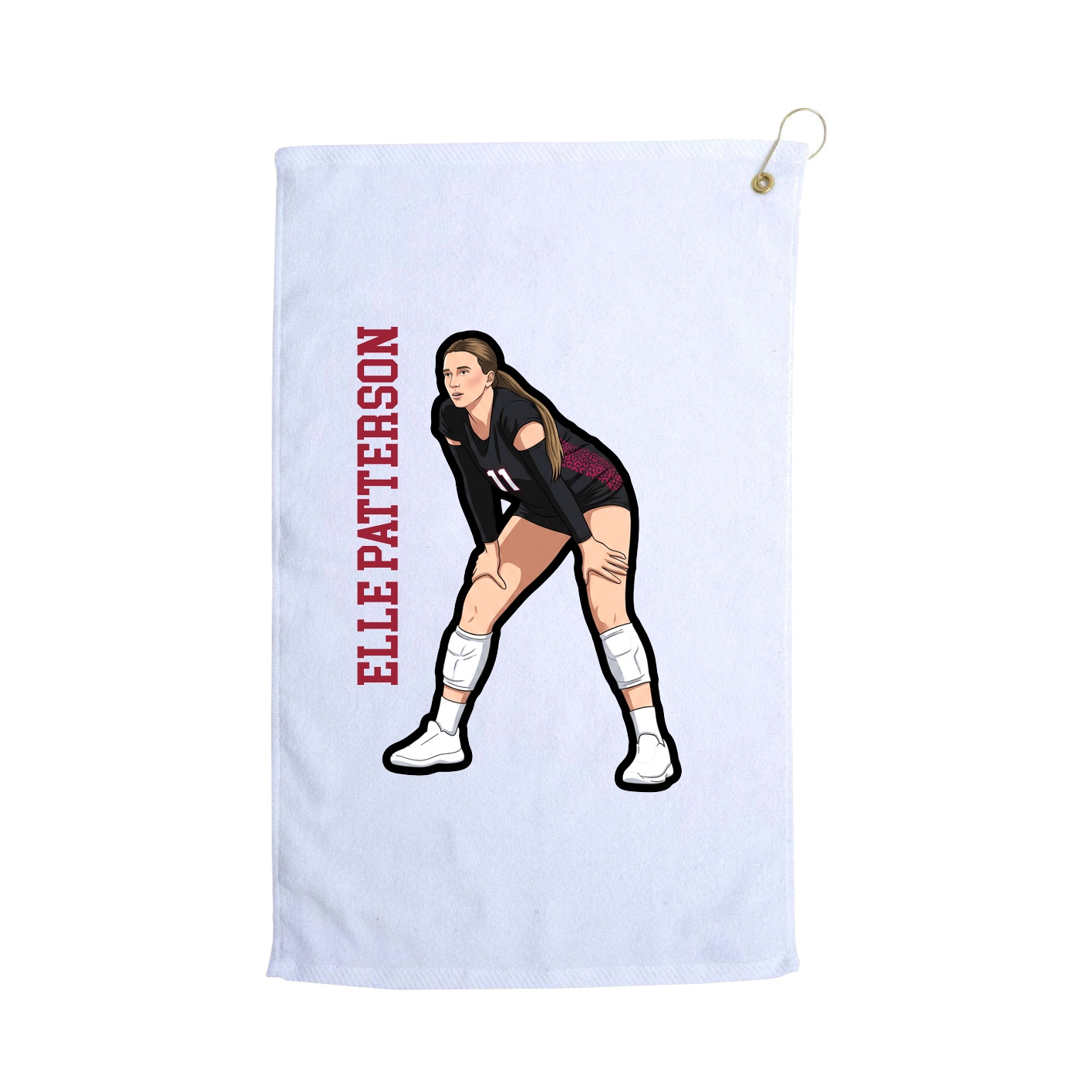 Golf Towel — Name Vertical in White