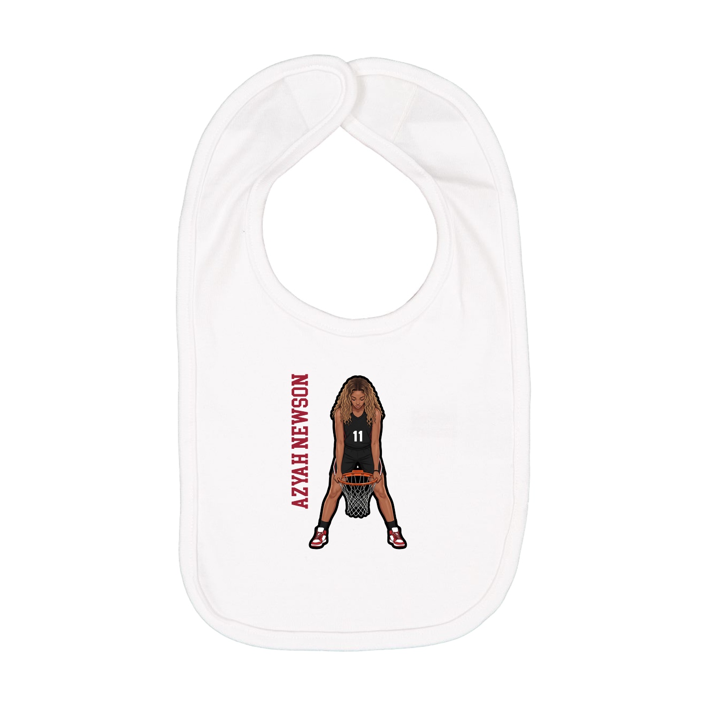 Infant Bib — Name Vertical in White