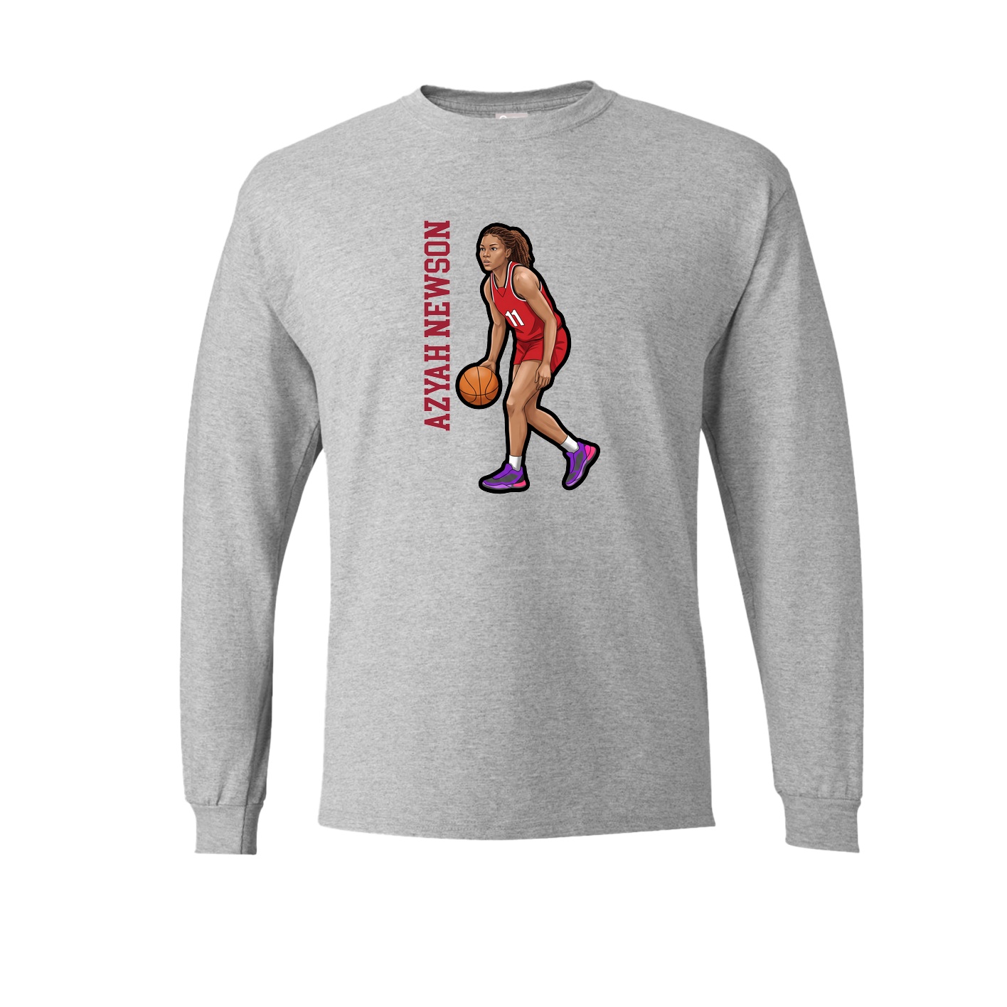 Long Sleeve Tee — Name Vertical in Grey
