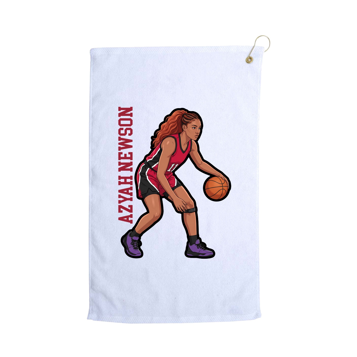 Golf Towel — Name Vertical in White