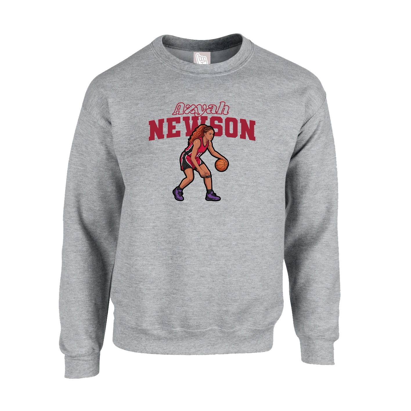 Fleece Crew — Name Arch in Grey