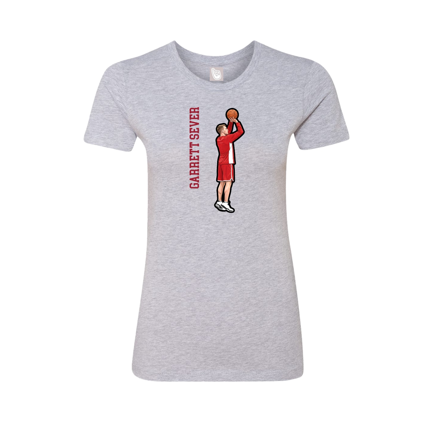 Fitted Women's Tee — Name Vertical in Grey