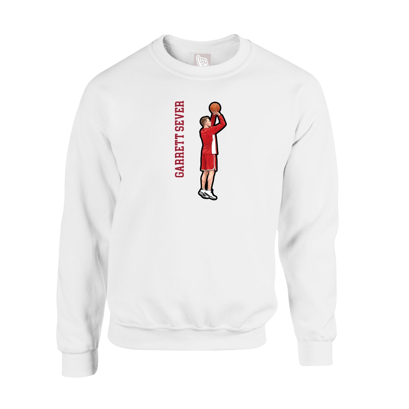 Fleece Crew — Name Vertical in White