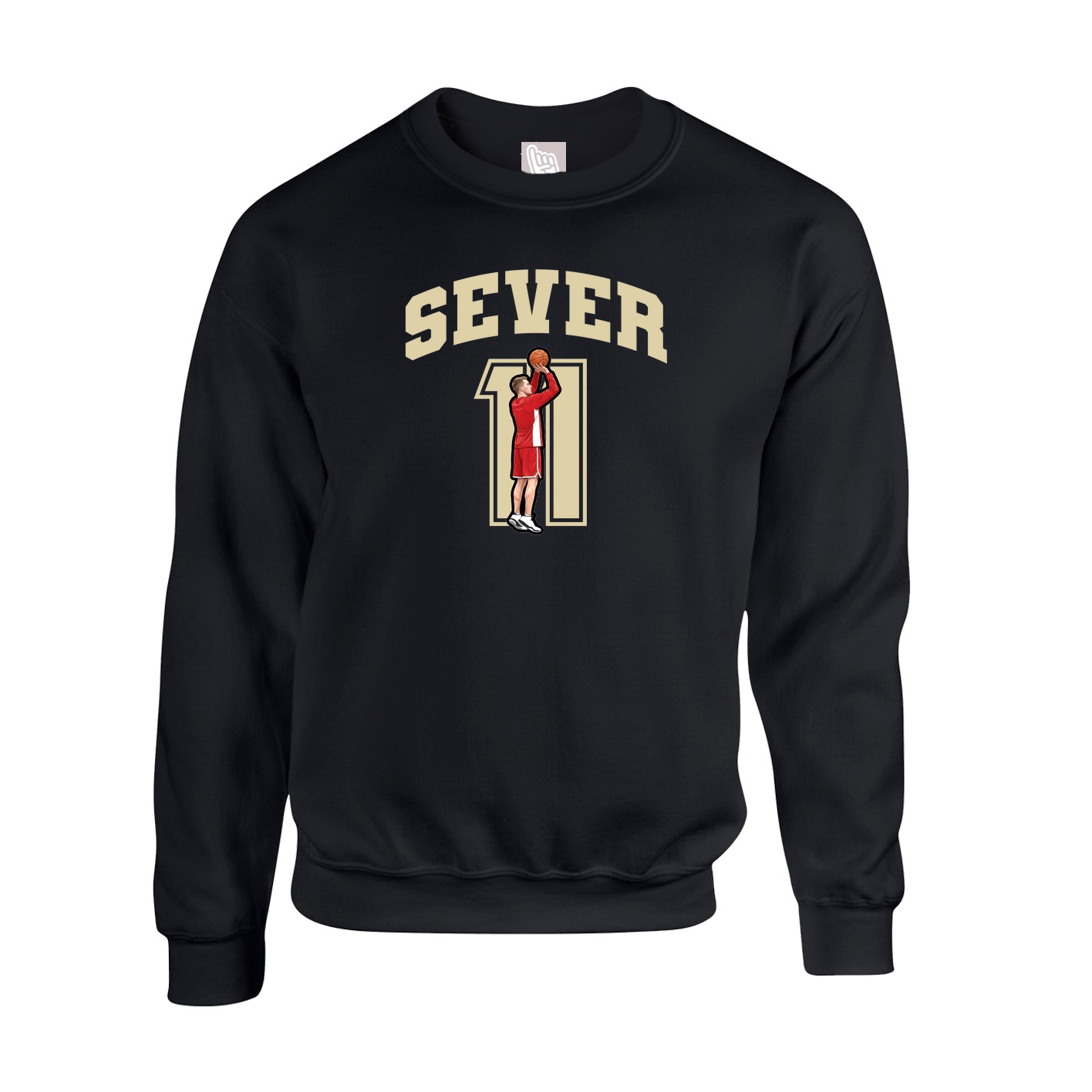 Fleece Crew — Number in Black