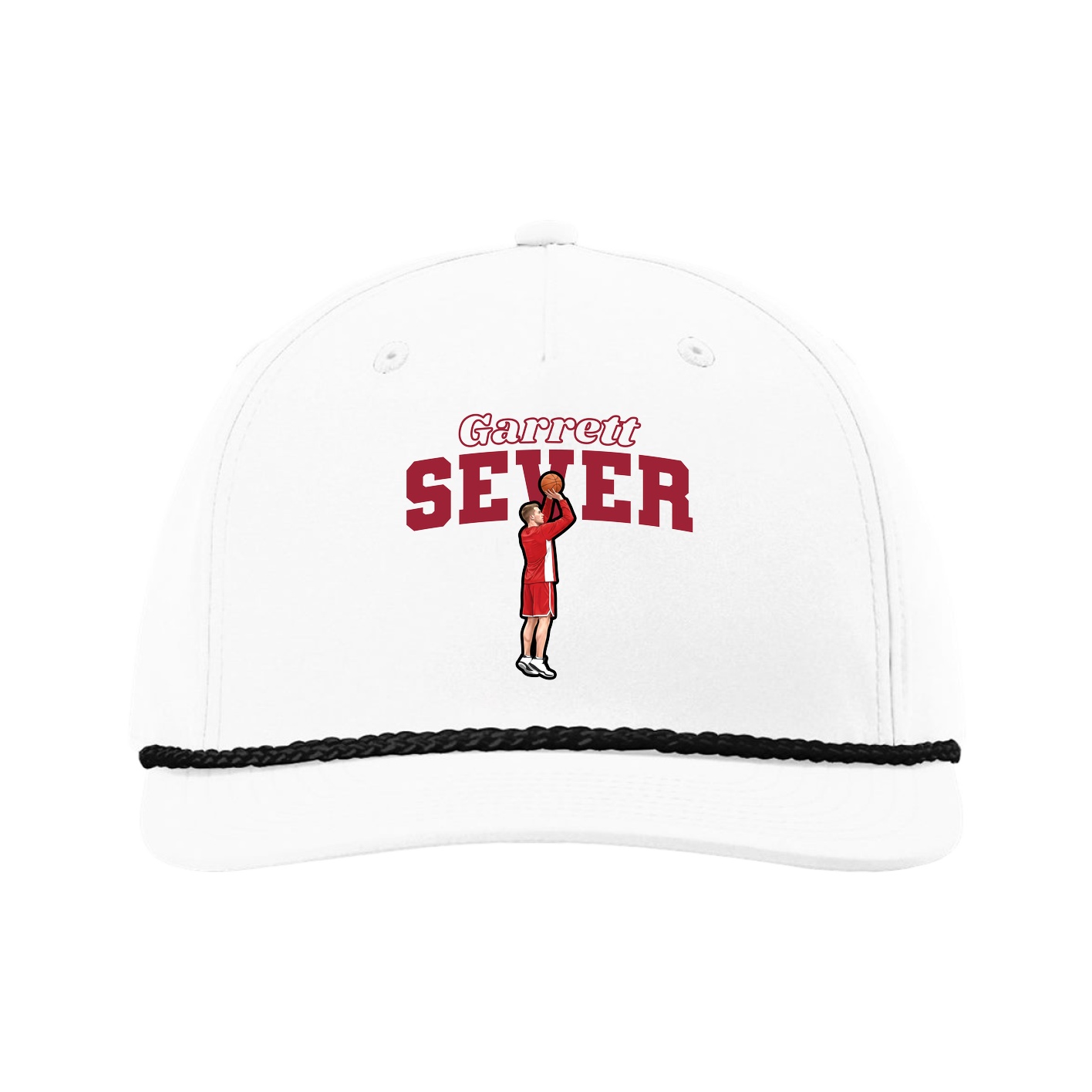 Five-Panel Classic Rope Cap — Name Arch in White