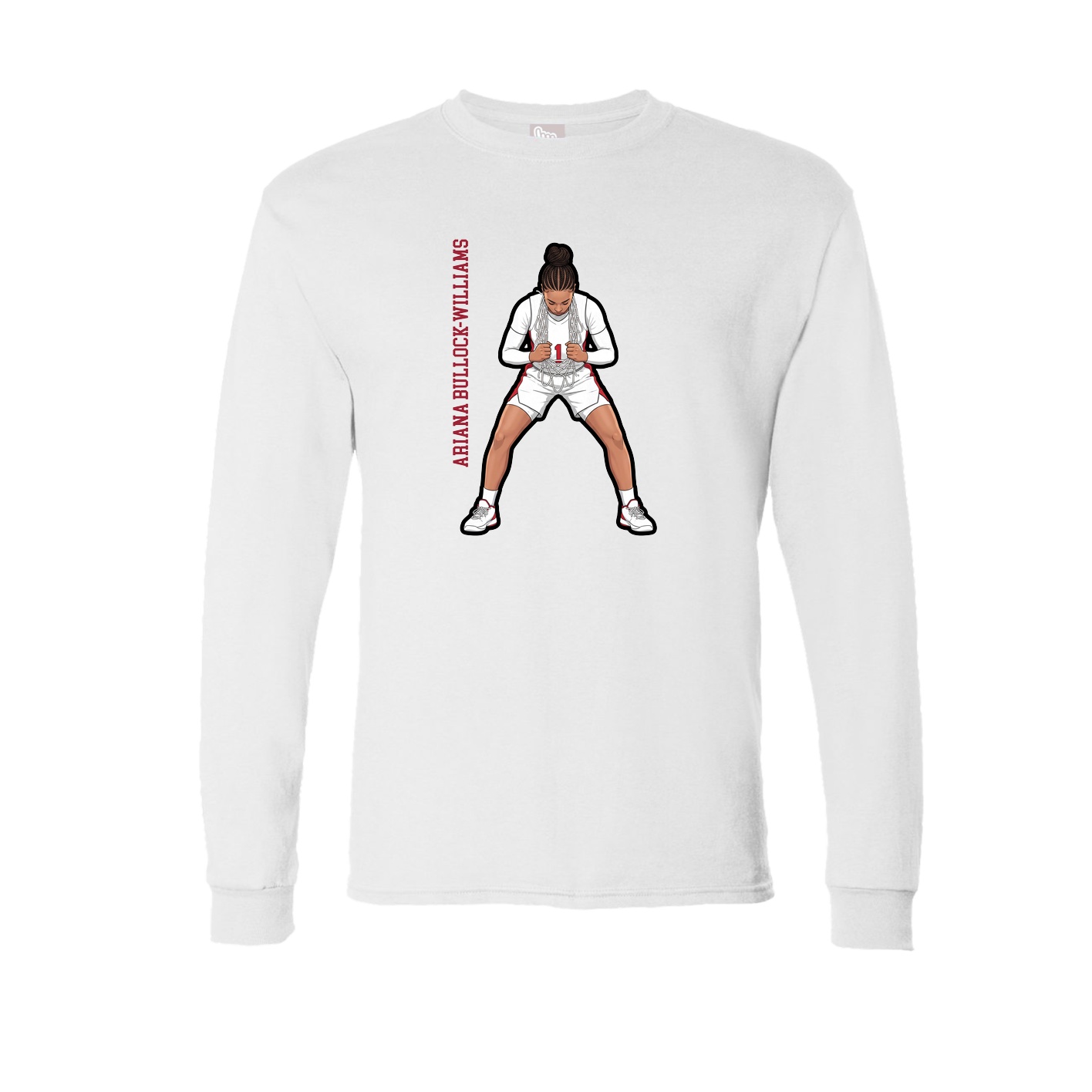 Long Sleeve Tee — Name Vertical in White