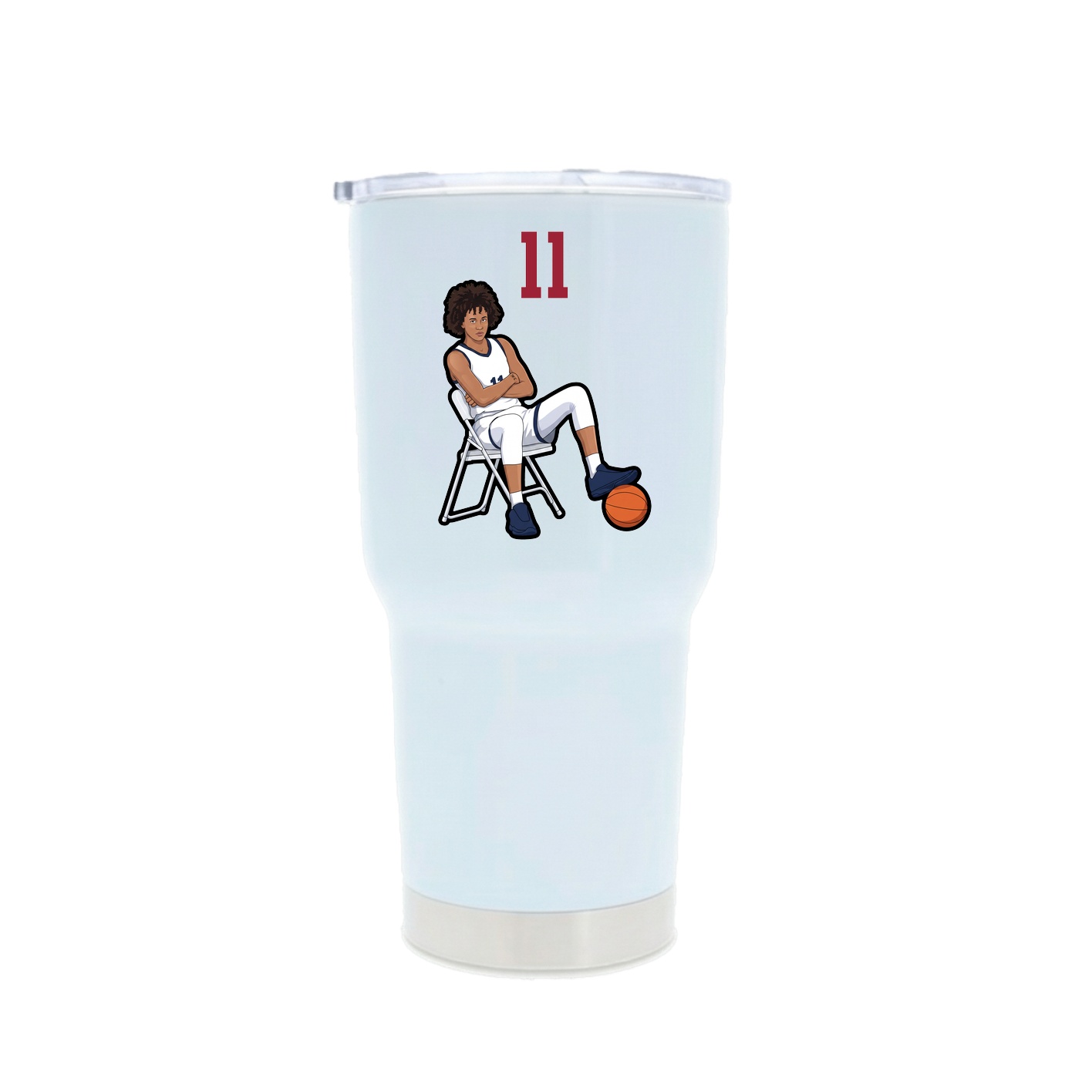 30oz Stainless Steel Tumbler — Number Top in White