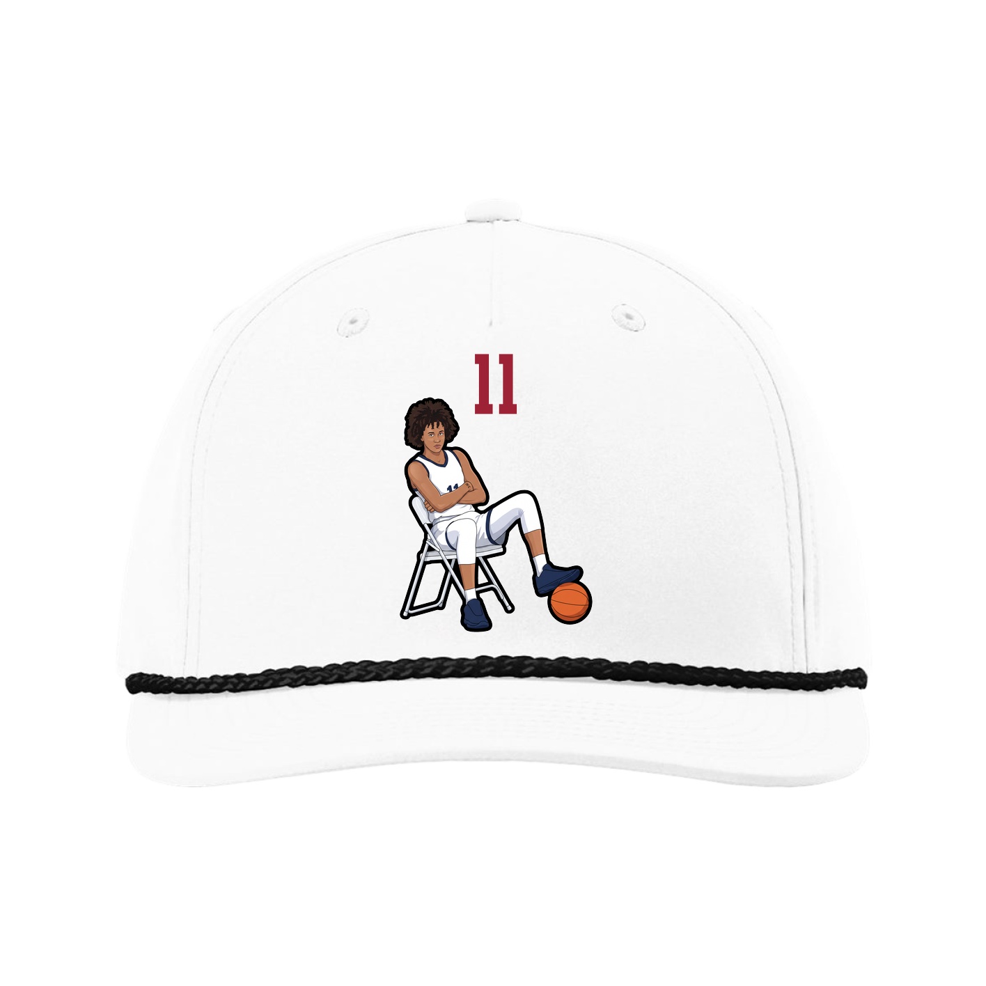 Five-Panel Classic Rope Cap — Number Top in White