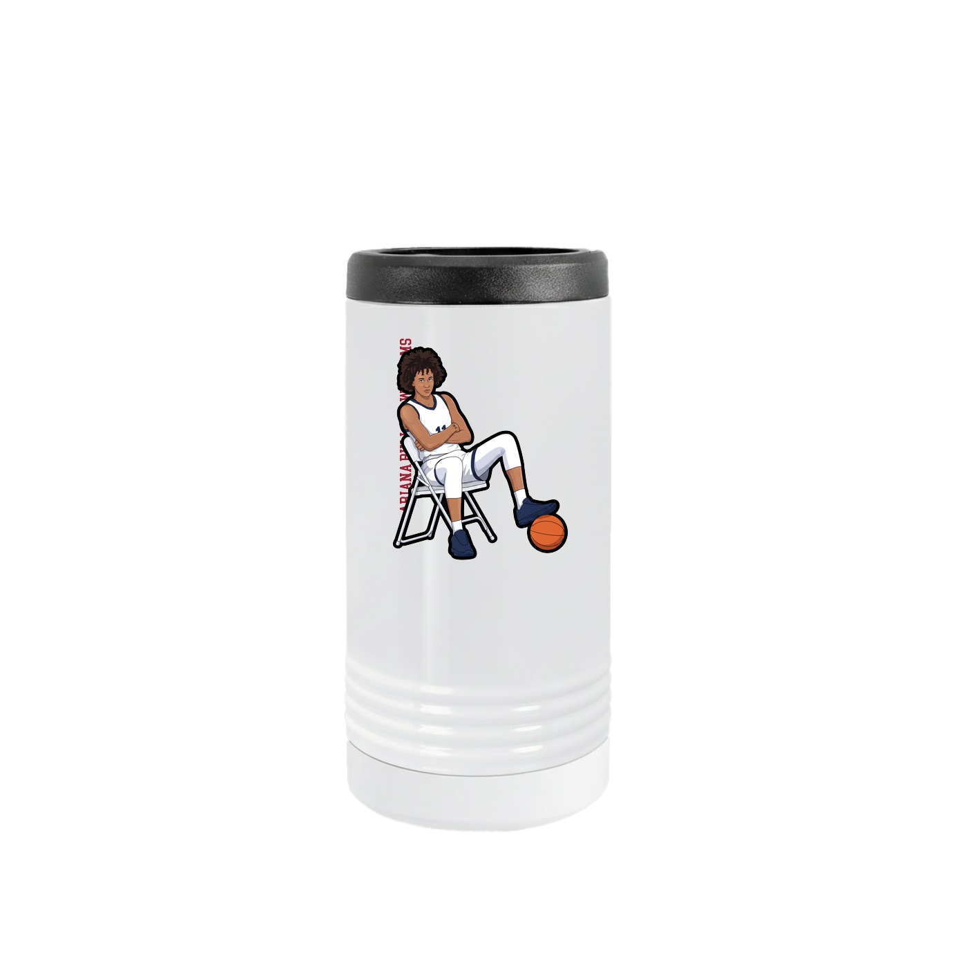 Slim Beverage Holder — Name Vertical in White