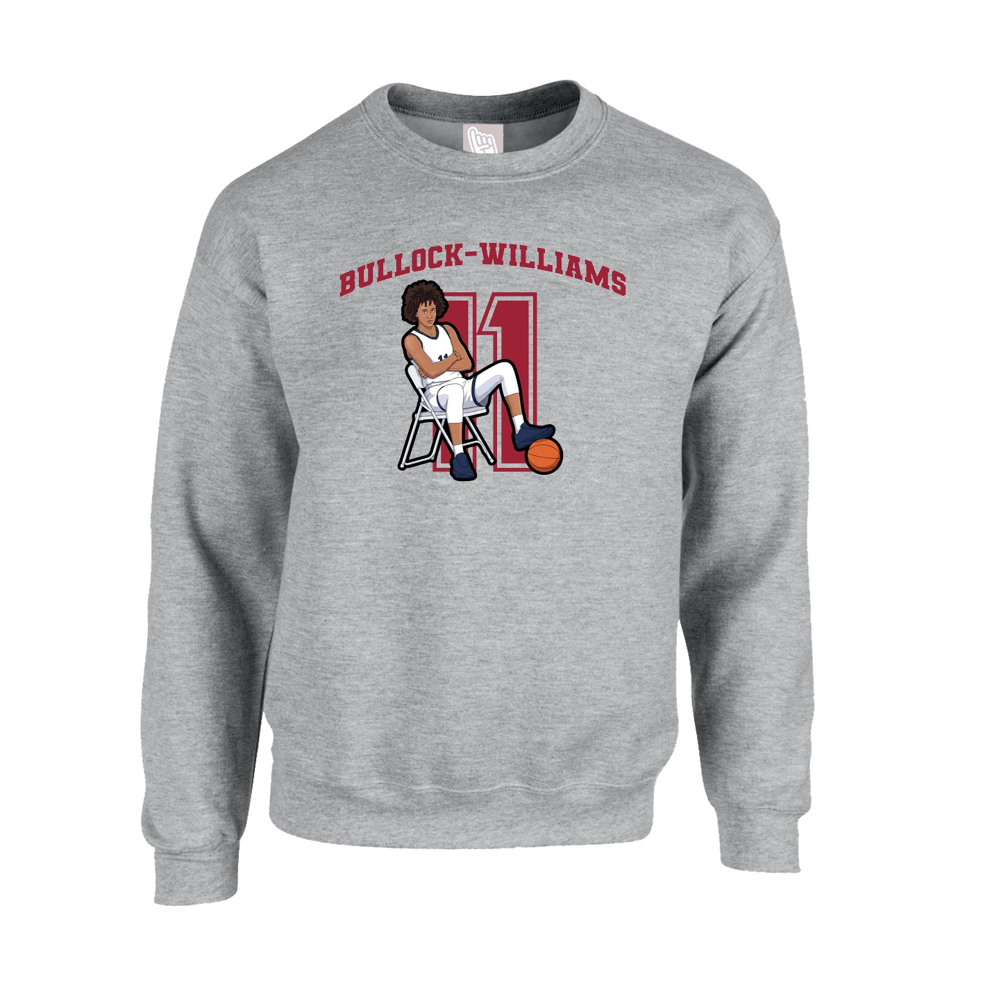 Fleece Crew — Number in Grey