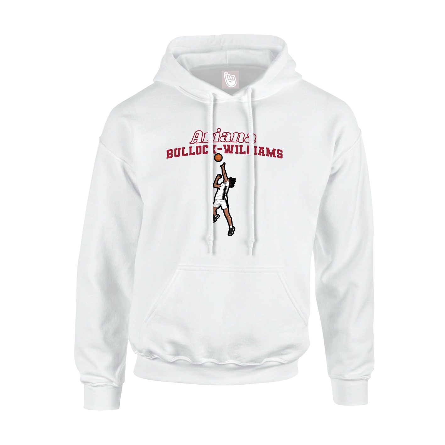 Youth Hoodie — Name Arch in White