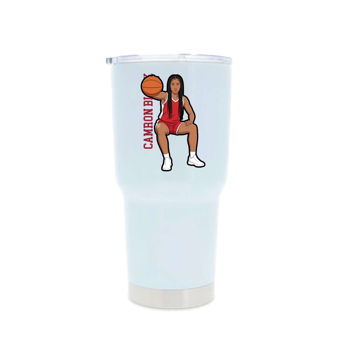 30oz Stainless Steel Tumbler — Name Vertical in White