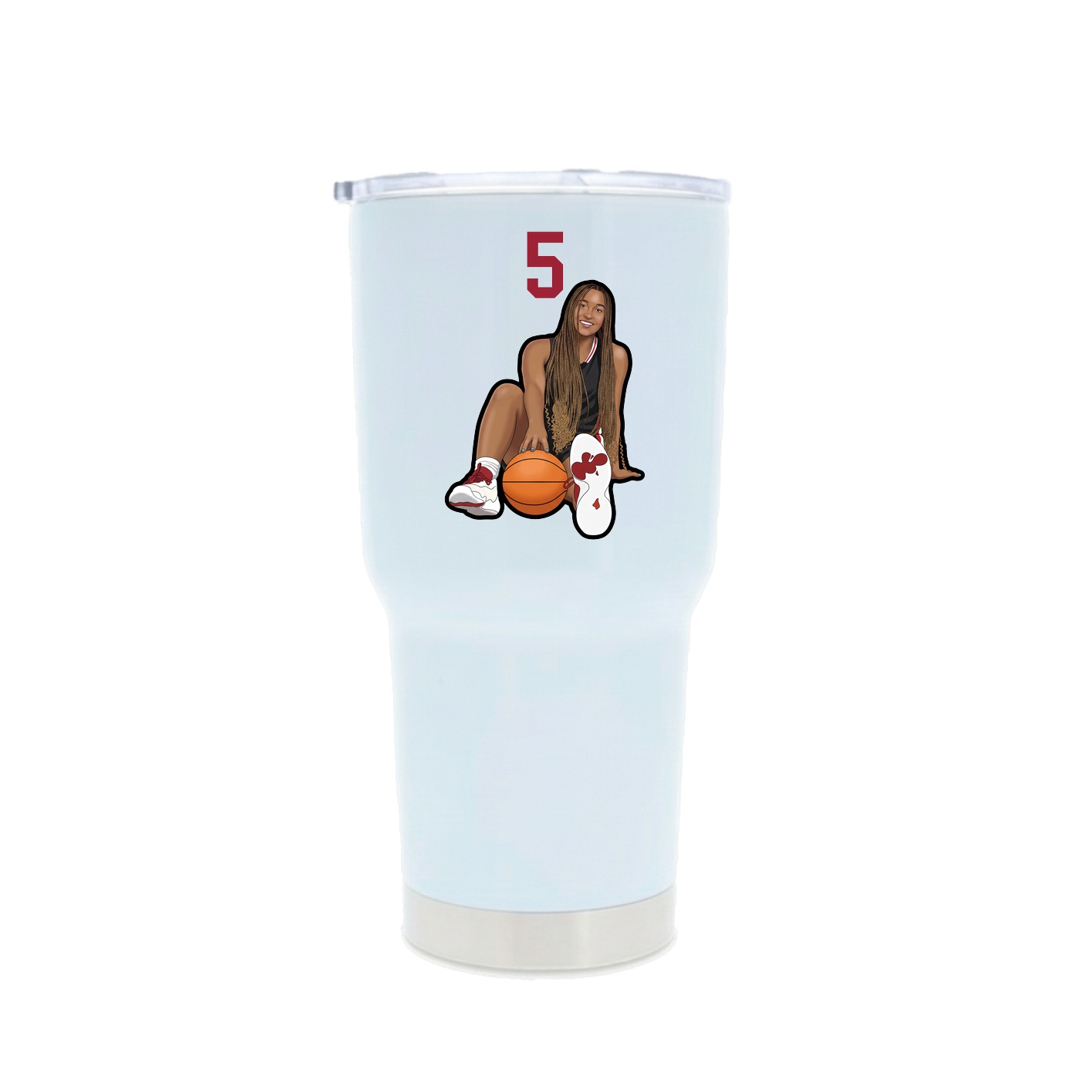 30oz Stainless Steel Tumbler — Number Top in White