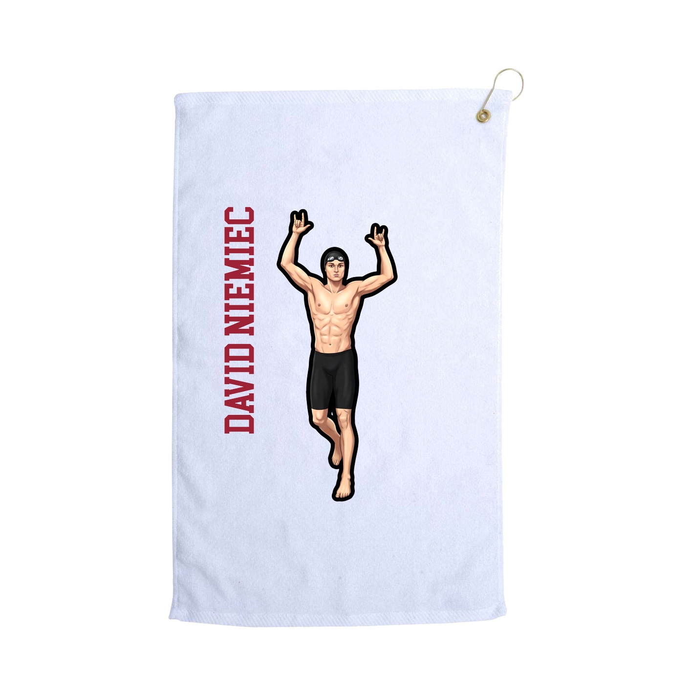 Golf Towel — Name Vertical in White