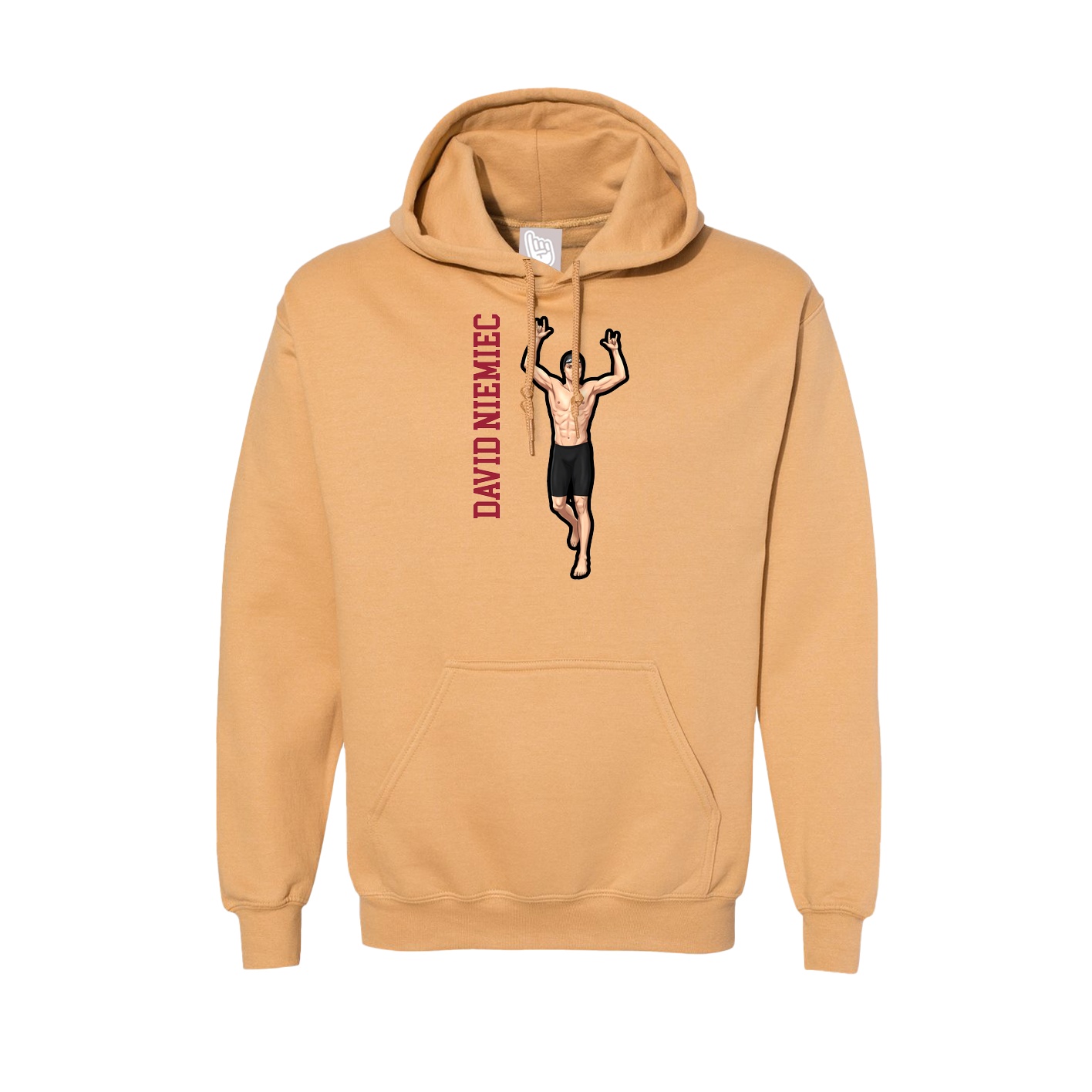 Hoodie — Name Vertical in Vegas Gold