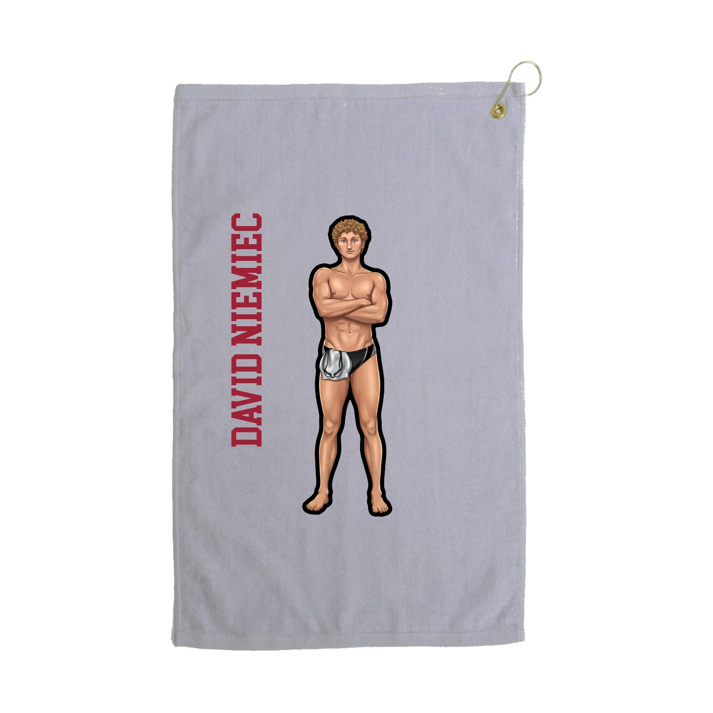 Golf Towel — Name Vertical in Grey