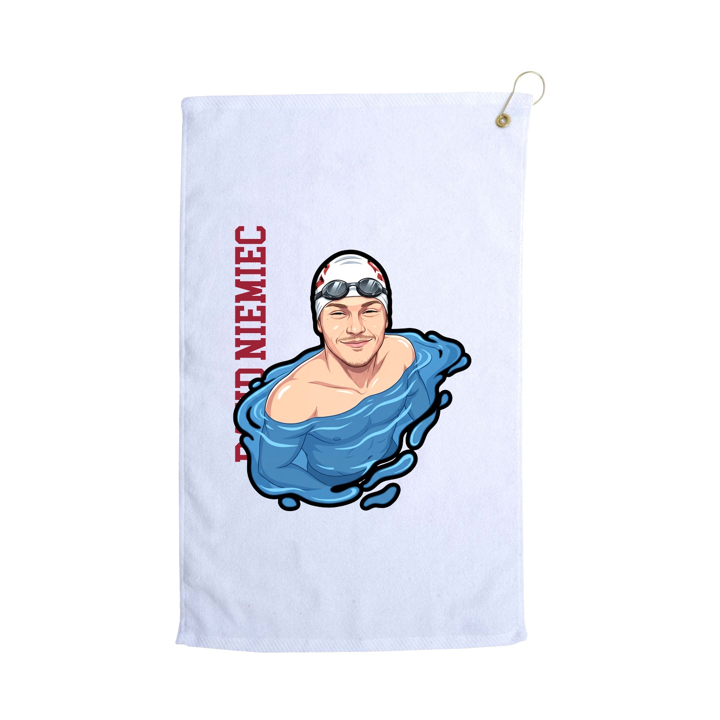 Golf Towel — Name Vertical in White
