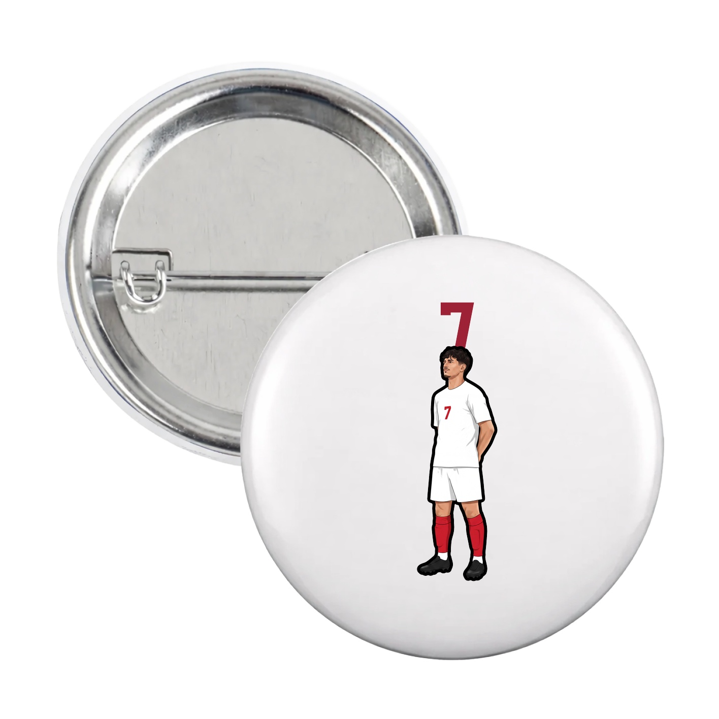 Game Day Button — Number Top in White