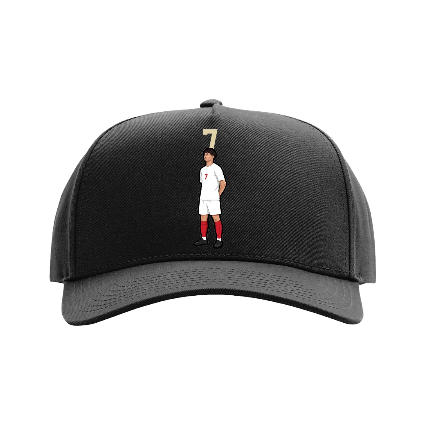 Full Fabric Five-Panel Champ Cap — Number Top in Black