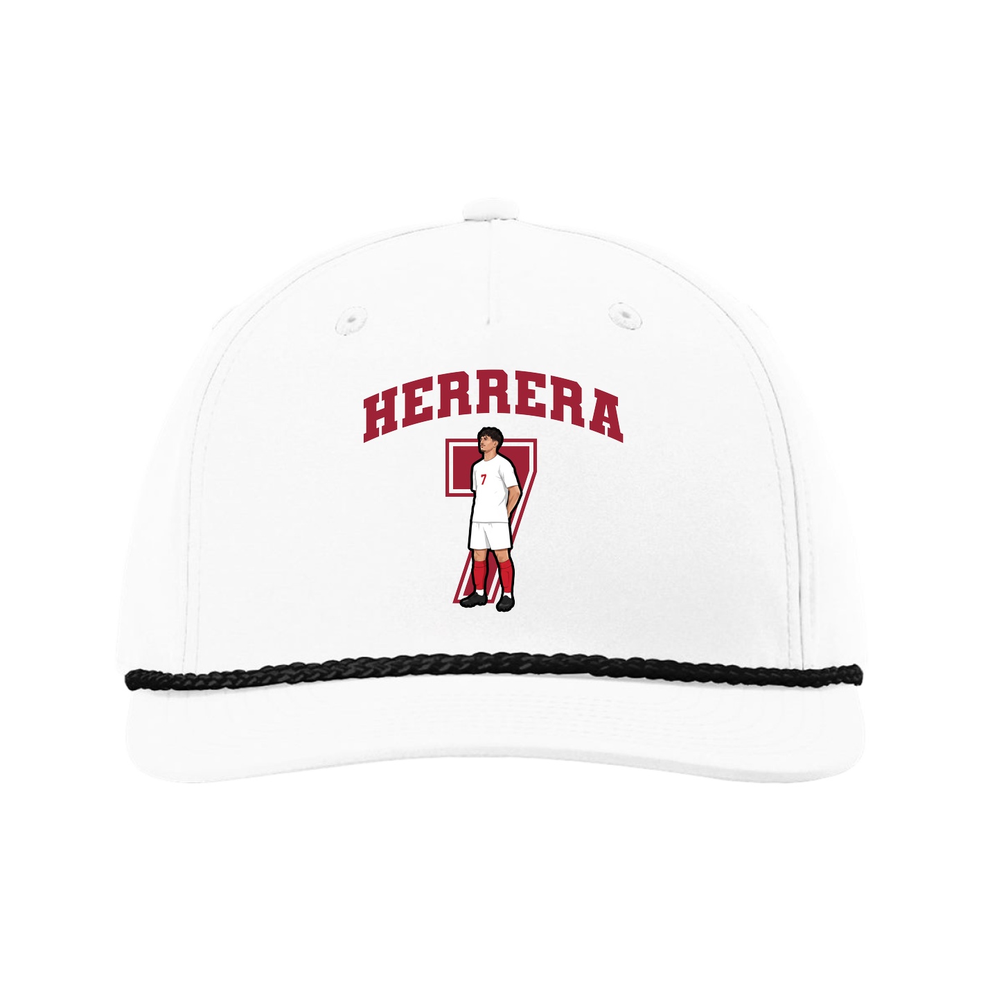 Five-Panel Classic Rope Cap — Number in White