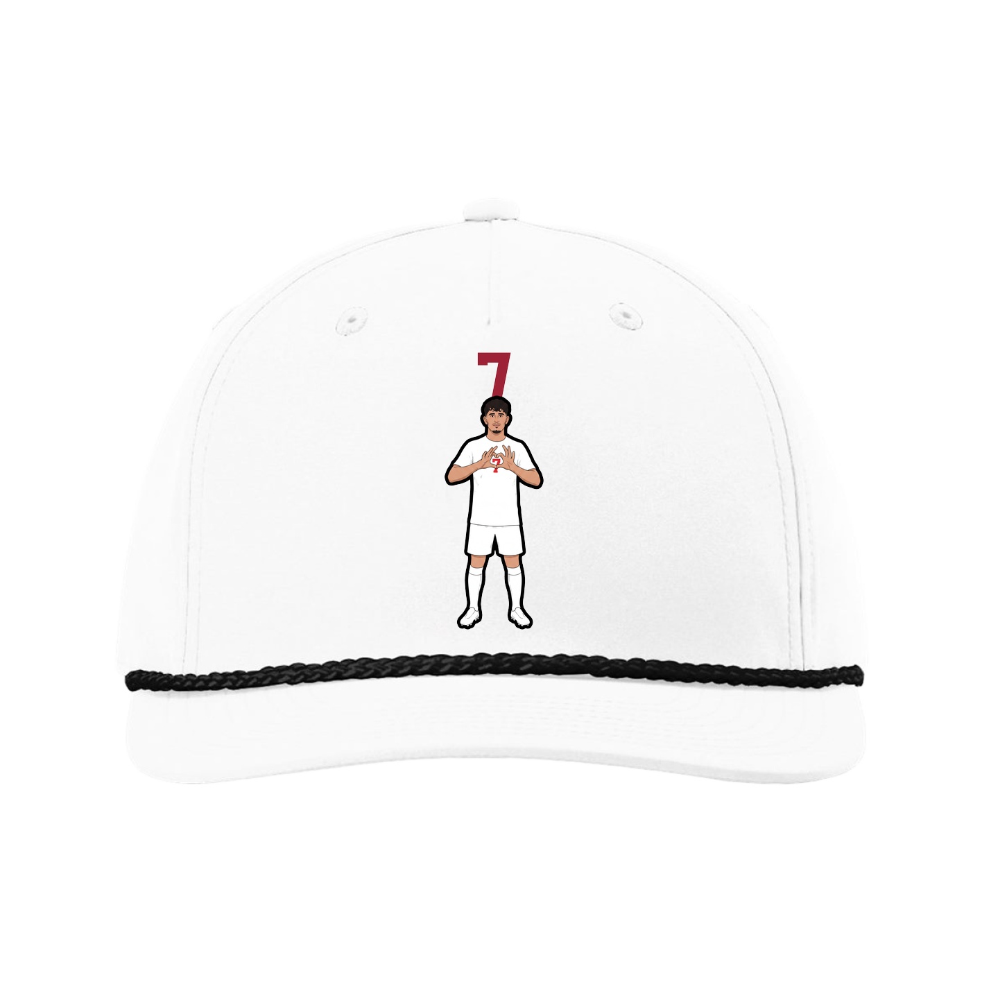 Five-Panel Classic Rope Cap — Number Top in White