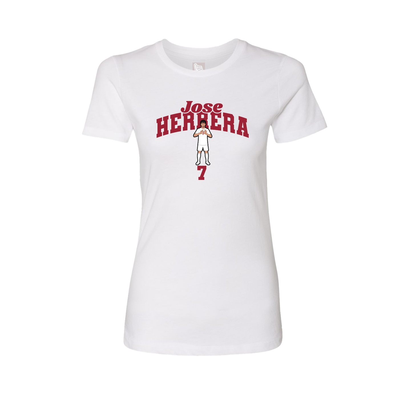 Fitted Women's Tee — Signature Arch in White