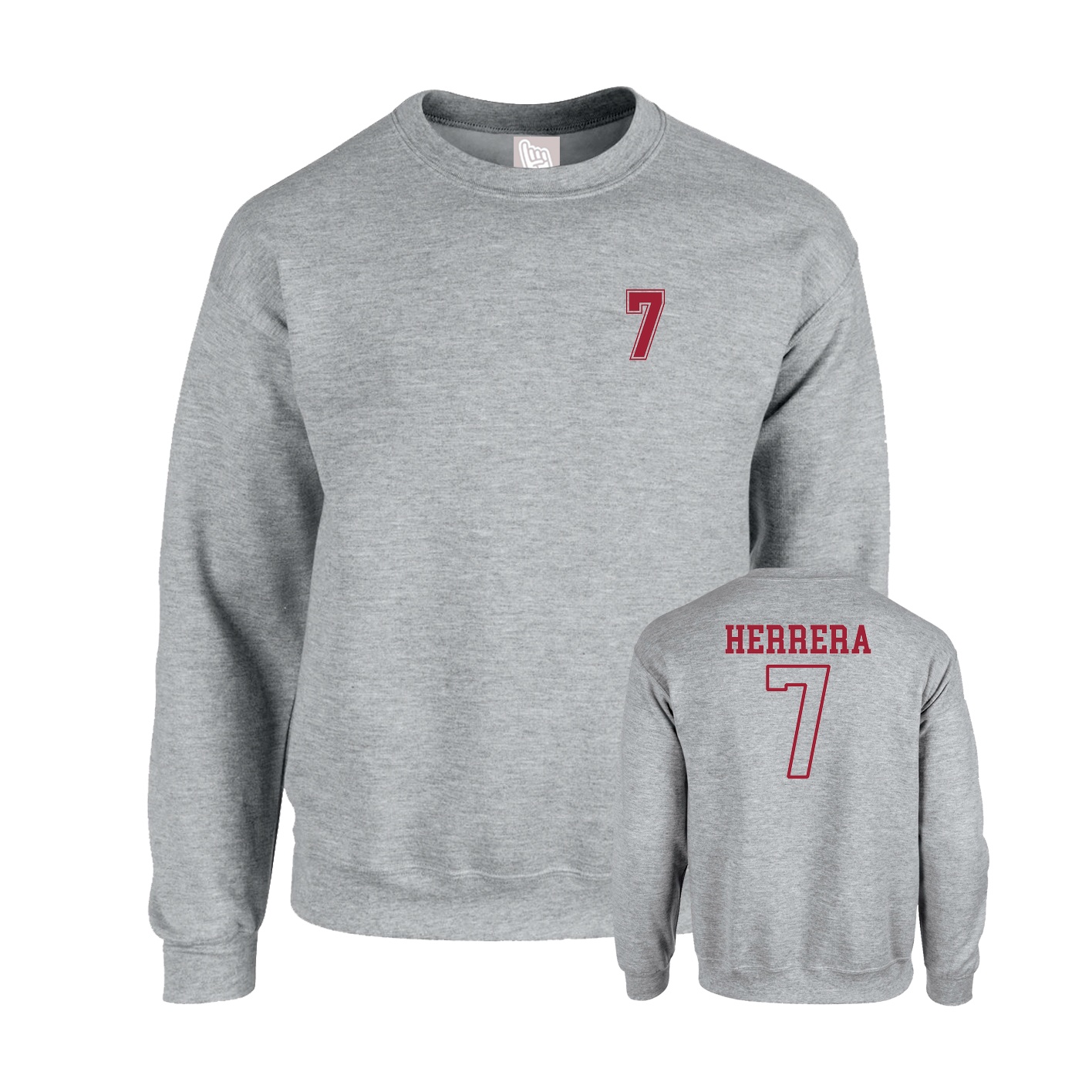 Fleece Crew — Chest Back in Grey