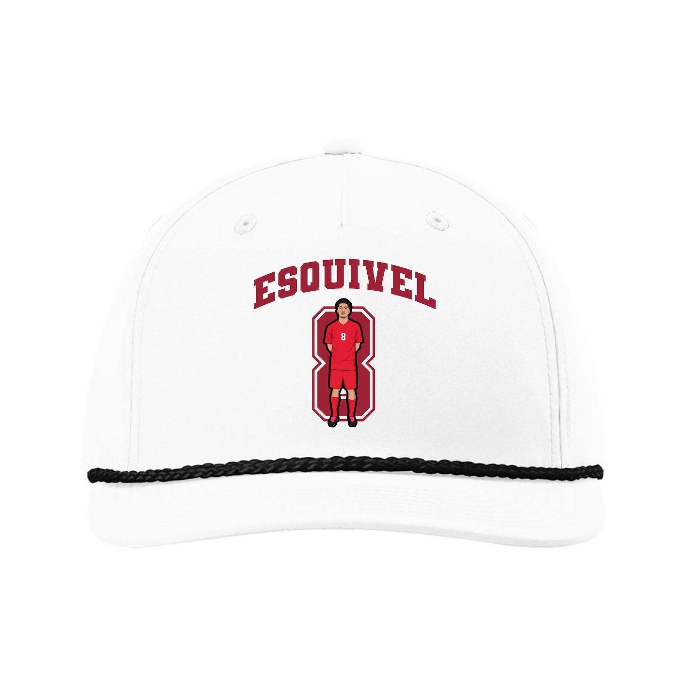 Five-Panel Classic Rope Cap — Number in White