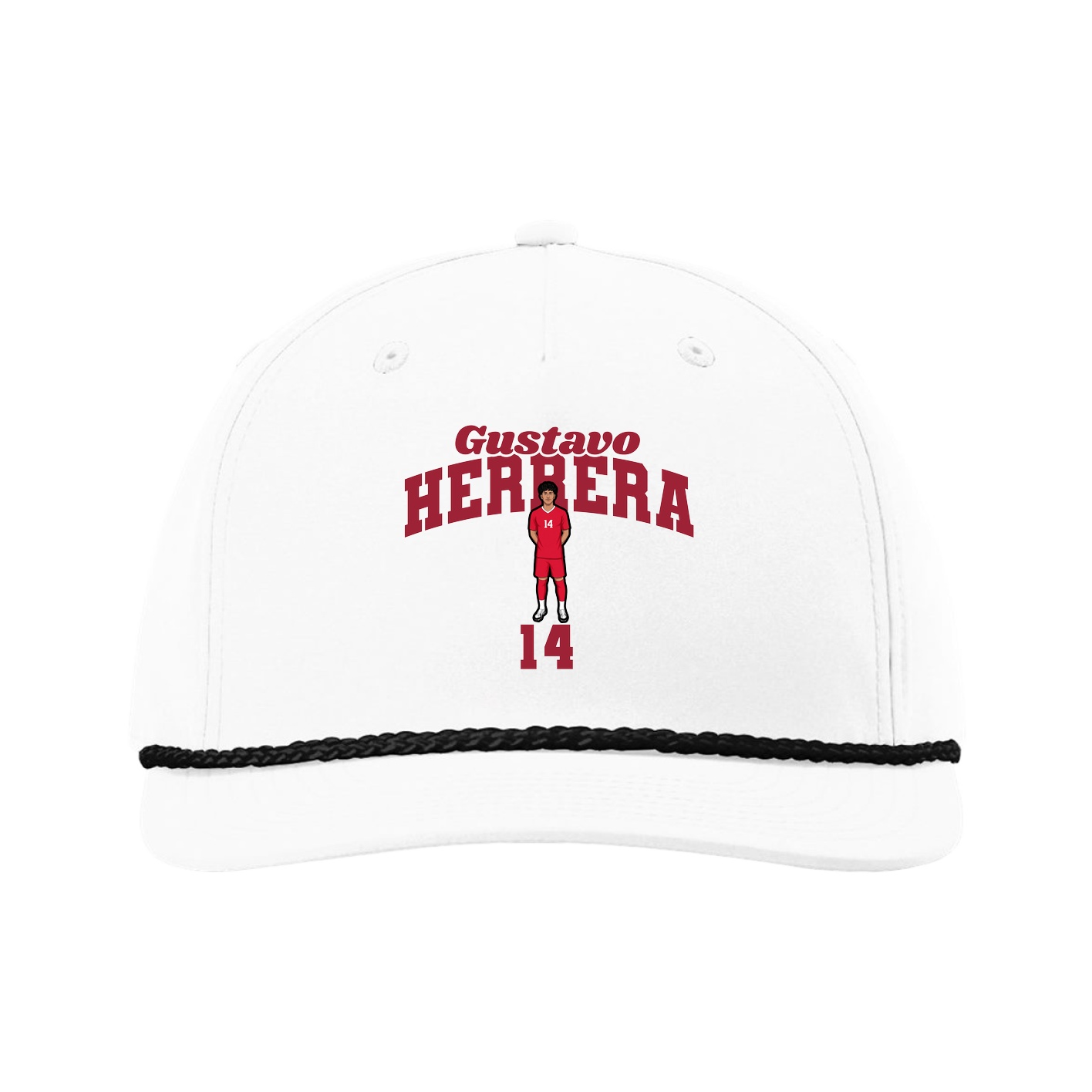 Five-Panel Classic Rope Cap — Signature Arch in White