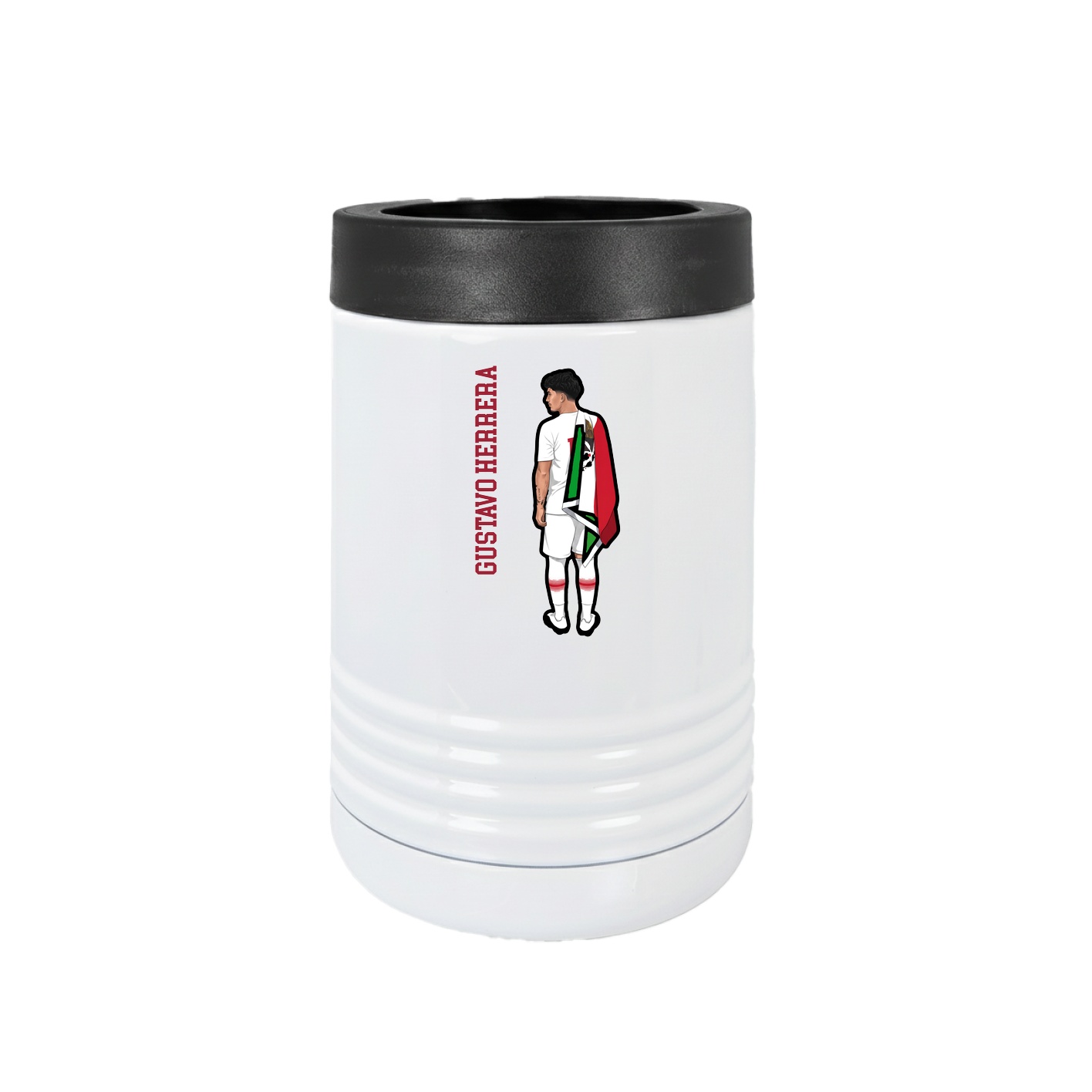 Beverage Holder — Name Vertical in White